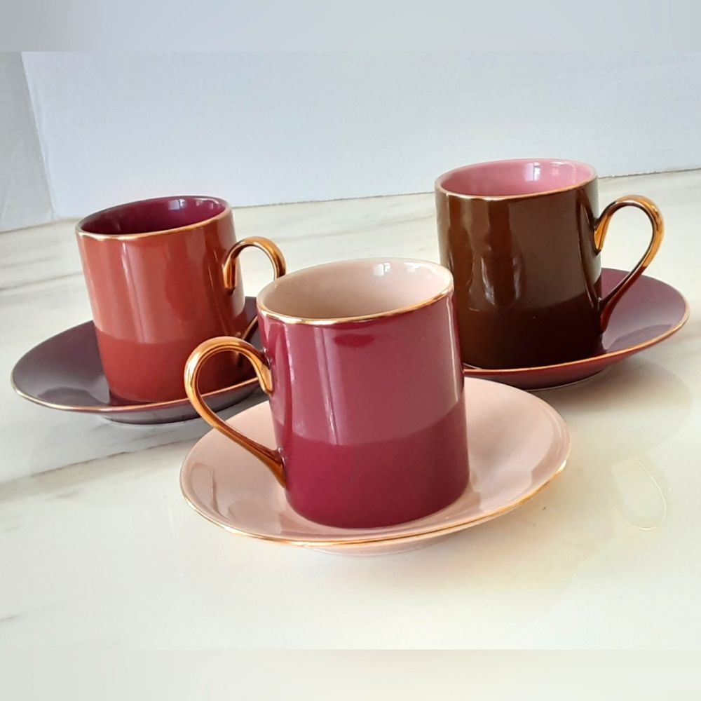 Classic Coffee & Tea Cups and Saucers Set of 3